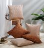 Rust Polyester Jacquard 16x16 inches Cushion Cover Set of 5