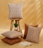 Rust Polyester Jacquard 16x16 inches Cushion Cover Set of 5