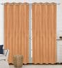 Rust Polyester Solid 7 ft Light Filtering Eyelet (Set of 2) Door Curtains