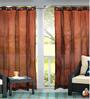 Rust Polypropylene Solid 8ft Semisheer Eyelet Door Curtains (Pack of 2)