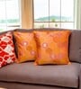Rust Silk blend Honeycomb Brocade 16x16 inches Cushion Covers (Set of 2)