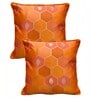 Rust Silk blend Honeycomb Brocade 16x16 inches Cushion Covers (Set of 2)