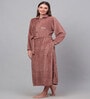 Rust Solid Woolen Women Bath Robe With Belt (L)