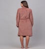 Rust Solid Woolen Women Bath Robe With Belt (L)