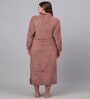 Rust Solid Woolen Women Bath Robe With Belt (M)