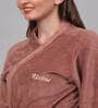 Rust Solid Woolen Women Bath Robe With Belt (M)