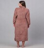Rust Solid Woolen Women Bath Robe With Belt (S)