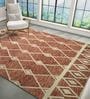 Red Geometric Wool 5 ft x 8 ft Hand Tufted Carpet