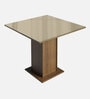 Rustic 2 Seater Glass Top Dining Table in Wood Finish