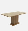 Rustic 6 Seater Glass Top Dining Table in Wood Finish