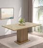 Rustic 6 Seater Glass Top Dining Table in Wood Finish