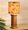 Rustic Beige Table Lamp New York Skyline Fabric Shade, Bird Drum Shade