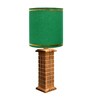 Rustic Beige Table Lamp New York Skyline Fabric Shade, Green Drum Shade