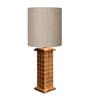 Rustic Beige Table Lamp New York Skyline Fabric Shade, Jute Drum