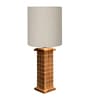 Rustic Beige Table Lamp New York Skyline Fabric Shade, Khadi Drum Shade