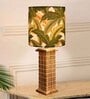 Rustic Beige Table Lamp New York Skyline Fabric Shade, Leaf Drum Shade