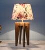 Rustic Brown Vintage Mangowood Table Lamp With Cobra Saffron Print Satin Shade