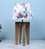 Rustic Brown Vintage Mangowood Table Lamp With Cobra Saffron Print Satin Shade
