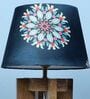 Rustic Brown Vintage Mangowood Table Lamp With French Floral Print Satin Shade