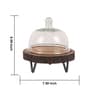 Rustic Charm Brown Acacia Wood & Glass Cake Stand with Glass Dome