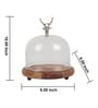 Rustic Charm Acacia Wood Cake Dome with Glass Lid & Aluminium Knob