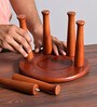 Rustic Charm Hexa Wooden Glass Stand