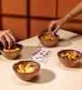 (Set Of 4) Rustic Charm Acacia Wood Serving Bowls