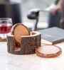 (Set Of 4) Rustic Charm Acacia Wood Coasters with Holder