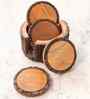 (Set Of 4) Rustic Charm Acacia Wood Coasters with Holder