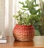 Rustic Charm Wicker & Wood Eco Friendly Planter in Rust & Natural Brown