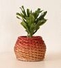 Rustic Charm Wicker & Wood Eco Friendly Planter in Rust & Natural Brown