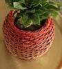 Rustic Charm Wicker & Wood Eco Friendly Planter in Rust & Natural Brown