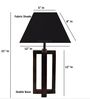 Rustic Dark Wood Table Lamp with Square Black Fabric Shade