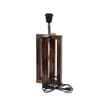 Rustic Dark Wood Table Lamp with Square Black Fabric Shade