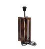 Rustic Dark Wood Table Lamp with Square Flex Fabric Shade