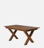 Rustic Solid Wood 6 Seater Dining Table in Brown Finish