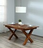 Rustic Solid Wood 6 Seater Dining Table in Brown Finish