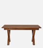 Rustic Solid Wood 6 Seater Dining Table in Brown Finish