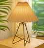 Brown Rustic Farmhouse Table Lamp Fabric Shade