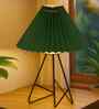 Green Rustic Farmhouse Table Lamp Fabric Shade