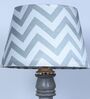 Rustic Grey Mangowood Table Lamp With Maze Print Satin Shade