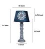 Rustic Grey Mangowood Table Lamp With French Floral Print Satin Shade