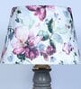 Rustic Grey Mangowood Table Lamp With Cobra Saffron Print Satin Shade