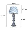 Rustic Grey Mangowood Table Lamp With Maze Print Satin Shade