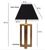 Rustic Natural Wood Table Lamp with Square Black Fabric Shade