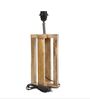 Rustic Natural Wood Table Lamp with Square Black Fabric Shade