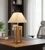 Rustic Natural Wood Table Lamp with Square Flex Fabric Shade