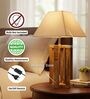 Rustic Natural Wood Table Lamp with Square Flex Fabric Shade