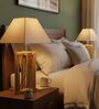 Rustic Natural Wood Table Lamp with Square Flex Fabric Shade