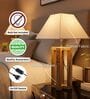 Rustic Natural Wood Table Lamp with Square White Fabric Shade